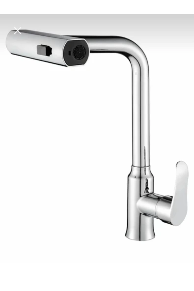 Spiralli Mutfak Bataryası Çift Kademe Evye Musluğ Döner ve Oynar Başlıklı Tazzik Ayarlı Batarya - Resim 3