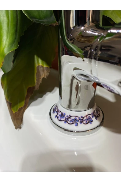 Rustik Mutfak Bataryası Işlemeli Country Evye Musluğu Gümüş Renk Premium Tasarım - Resim 3