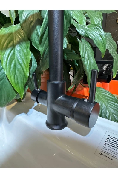 Siyah Mutfak Bataryası Siyah Arıtmalı Musluk 5 Yıl Garantili Evye Armatür - Resim 3
