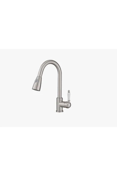 Mat Krom Spiralli Mutfak Bataryası Porsalen Kulp Klasik Tasarım Uzayan Sistem Armatür ürün görseli