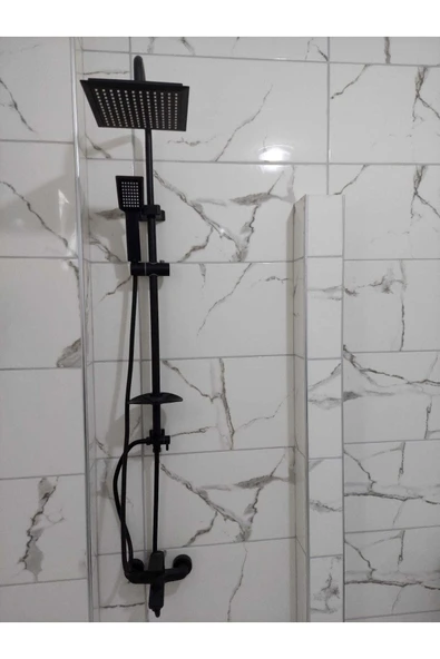 Piano Black Siyah Tepe Yağmurlama Duş Seti Ve Siyah Banyo Bataryası Siyah Robot Duş Seti Siyah Duş - Resim 3