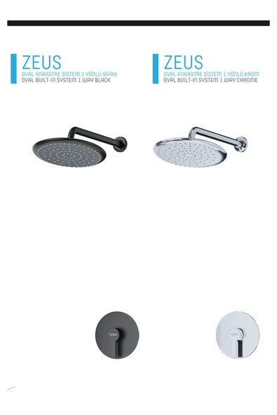 Siyah Ankastre Duş Sistemi Tek Yönlü Mat Siyah Ankastre Duş Sistemi ürün görseli