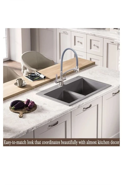 Arıtmalı Mutfak Bataryası Mat Krom Fırçalanmış Nikel Musluk Arıtmalara Uygun Uzayan Sistemli - Resim 2