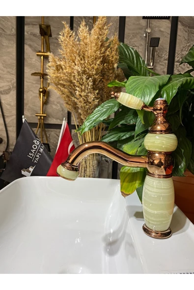 Bakır Lavabo Bataryası Mermer Tasarım Bronz Lavabo Musluğu Country Design Rose Bakır ürün görseli