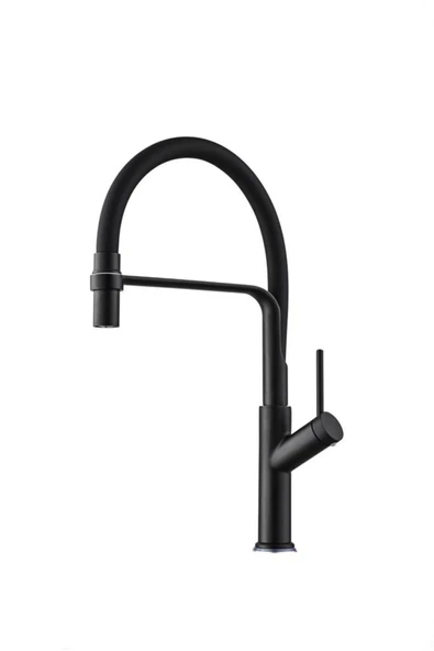 Siyah Spiralli Mutfak Bataryası Mat Siyah Premium Evye Musluğu ürün görseli