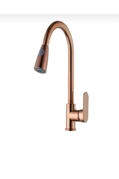 Bakır Bronz Spiralli Mutfak Bataryası Uzayan Sistem Bronz Armatür Evye Musluğu ürün görseli