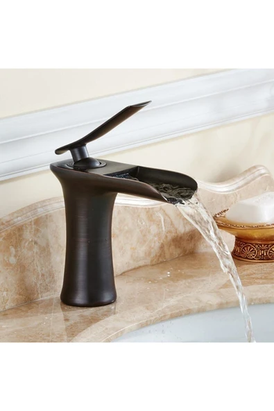 Siyah Renk Şelale  Banyo Lavabo Bataryası ürün görseli
