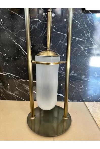 Antik Gold Ayaklı Tuvalet Kağıtlığı ve Klozet Fırçası Vintage Tasarım Pirinç Malzeme Antik Fırça - Resim 4