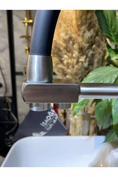 Mat Krom Arıtmalı Mutfak Bataryası İnox Arıtmalı Spiralli Evye Musluğu Arıtma Cihazlarına Uygun - Resim 3