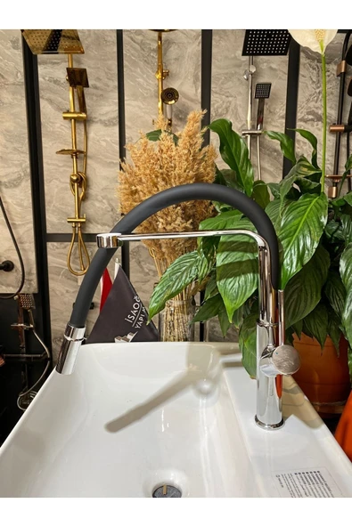 Spiralli Mutfak Bataryası Uzayan Sistem Evye Musluğu Gümüş Renk 5 Yıl Garantili - Resim 2