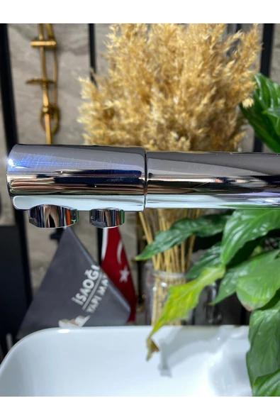 Arıtıcılı Mutfak Bataryası 3 Yollu Evye Musluk Arıtmalı Mutfak Musluğu Krom Renk 5 Yıl Garantili - Resim 3