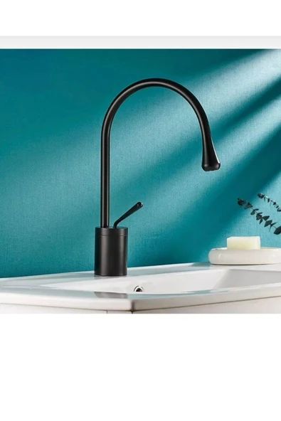 Siyah Lavabo Bataryası Siyah Banyo Musluğu Drop Design Lavabo Armatür - Resim 2