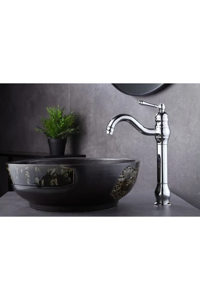 Gümüş Çanak Lavabo Bataryası Krom Lavabo Musluğu Polina Çanak Armatür Banyo Bataryası - Resim 2