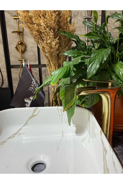 Mat Gold Şelale Çanak Lavabo Bataryası Antik Gold Şelale Lavabo Bataryası Eskitme Batarya - 3