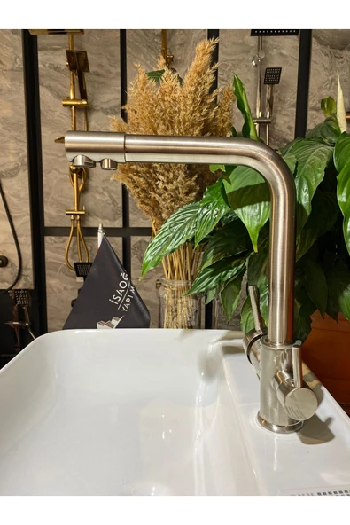 Mat Krom Arıtmalı Mutfak Bataryası Fırçalanmış Krom Arıtmalı Musluk Premium Model - Resim 2