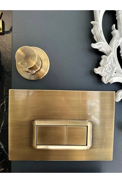 Antik Gold Gömme Rezervuar Antik Gold Taharet Musluğu Valf Komple Set Kumanda Paneli - 2