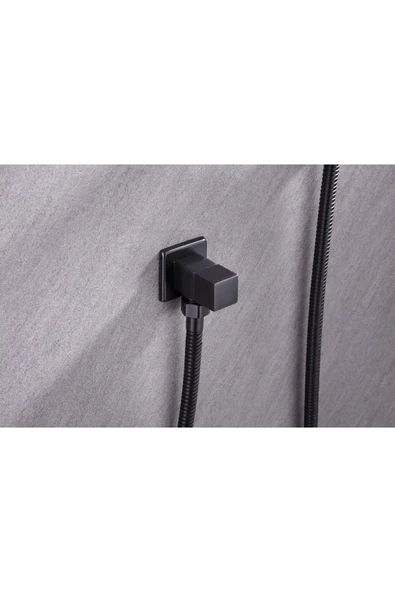 Siyah Taharetmatik Taharat Musluğu Dahil Set Siyah Şattaf Siyah Taharat Musluğu Siyah Ara Musluk - Resim 3