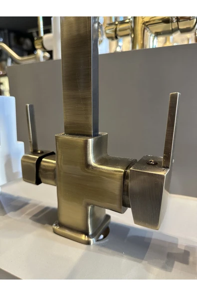 Mat Gold Arıtmalı Mutfak Bataryası Mat Altın Evye Musluğu Arıtma Cihazlarına Uygun - Resim 2