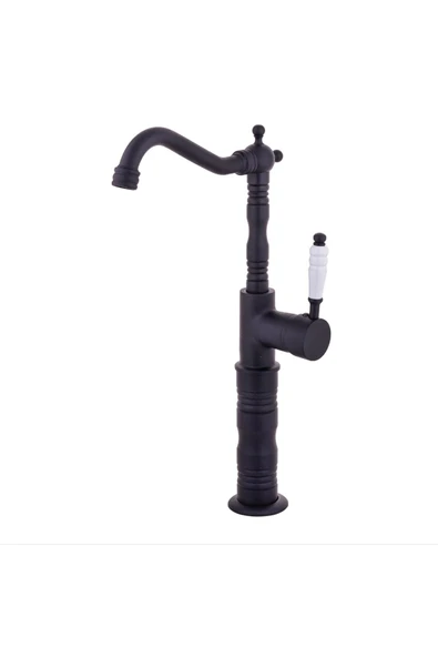 Mat Siyah Çanak Lavabo Bataryası Vintage Klasik Tasarım Çanak Batarya ürün görseli