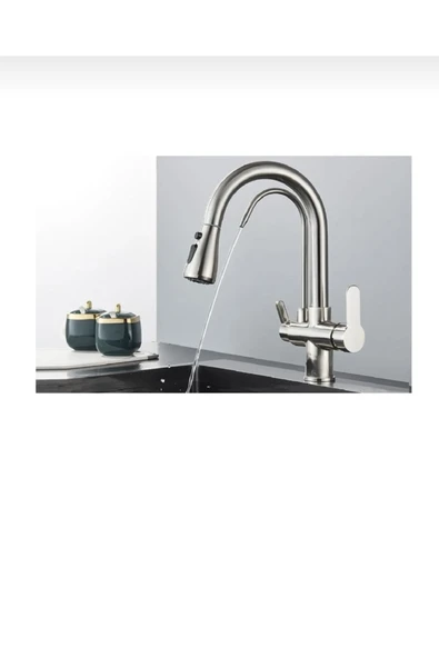 Arıtıcılı Mutfak Bataryası Arıtmalı Evye Musluğu Mat Krom Spiralli Batarya İnox Leke Tutmaz Arıtmalı - Resim 8