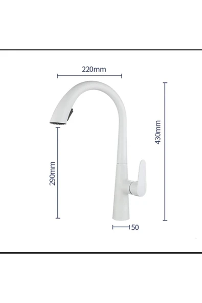 Beyaz Spiralli Mutfak Bataryası Gizli Spiralli Tazzik Ayarlı Batarya Beyaz Musluk - Resim 4