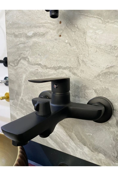 Siyah Duş Seti Ve Siyah Banyo Bataryası Vintage Model Komple Pirinç 5 Yıl Garantili Siyah Robot Duş - Resim 2