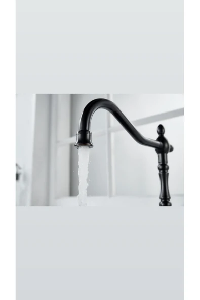 Siyah Arıtmalı Batarya Rustik Tasarım Arıtıcılı Musluk Pirinç Malzeme Siyah Evye Musluğu - Resim 2