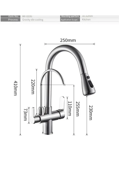 Arıtıcılı Mutfak Bataryası Arıtmalı Evye Musluğu Mat Krom Spiralli Batarya İnox Leke Tutmaz Arıtmalı - Resim 6