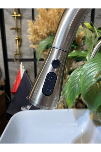 Spiralli Arıtmalı Mutfak Bataryası Mat Krom Evye Musluğu Arıtıcılı Musluk İnox - Resim 4