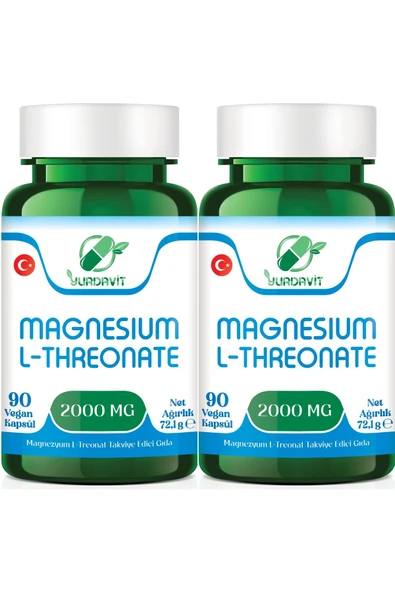 Yurdavit Magnesium L-threonate Magnezyum L-treonat 2000 Mg 90 Kapsül Vegan 2x90 Kapsül