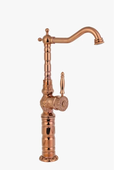Siyah Çanak Lavabo Bataryası Vintage Tasarım Çanak Armatür Banyo Musluğu Yüksek Model Siyah - 2