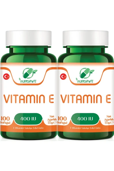 Yurdavit Vitamin E 400 Iu 100 Kapsül Softjel 2X100 Kapsül Softjel
