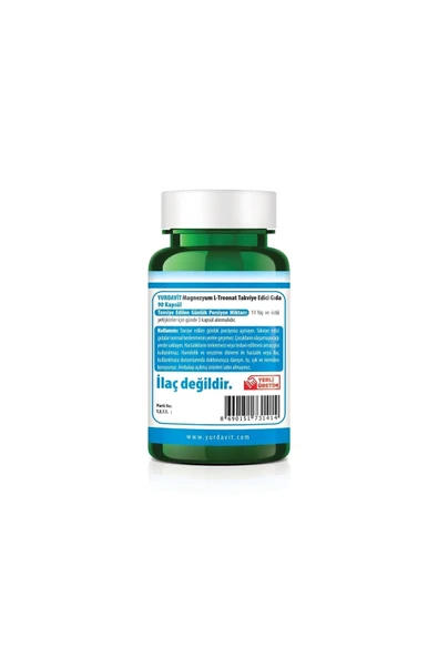 Yurdavit Magnezyum Magnesium L-threonate Vejeteryan 90 Bitkisel Kapsül 2026 - 3