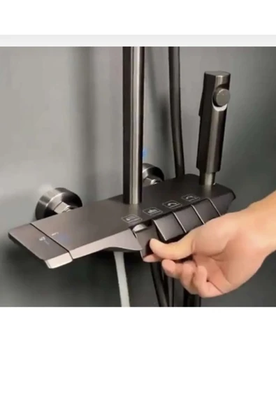 Siyah Duş Seti Piano Duş Sistemi Mat Siyah Yağmurlama Sistemli Batarya Dahil Set Dokunmatik Sistem - Resim 3