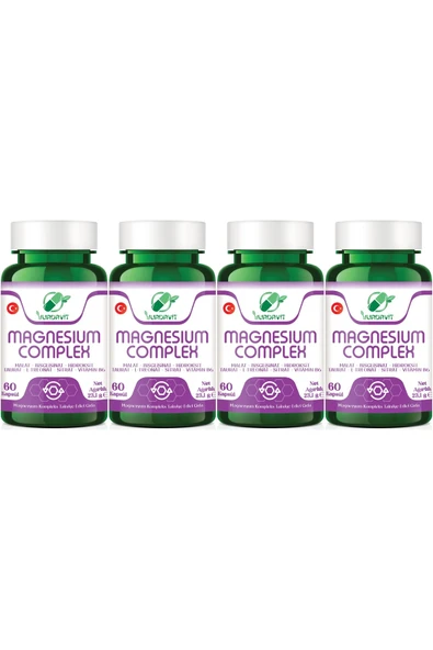 Yurdavit Magnezyum Kompleks Magnesium Complex Taurat Bisglisinat Malat Sitrat L-Treonat Hidroksit 4x60 Kapsül