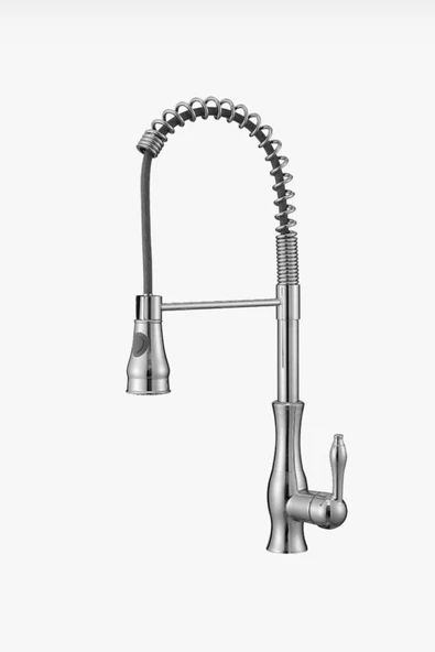 Mutfak Bataryası Spiralli Evye Musluğu Endüstriyel Country Tasarım Tazzik ve Basınç Ayarlı Musluk ürün görseli