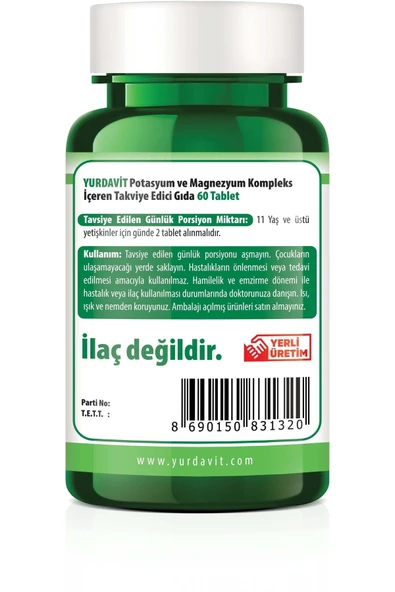 Yurdavit Potasyum Magnezyum Sitrat Malat Bisglisinat Kompleks Kalium Magnesium Complex - 3