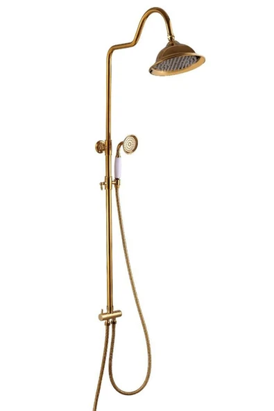 Altın Duş Seti Gold Duş Sistemi Vintage Model Gold Duş Başlığı Country Premium Model Batarya Dahil - 6