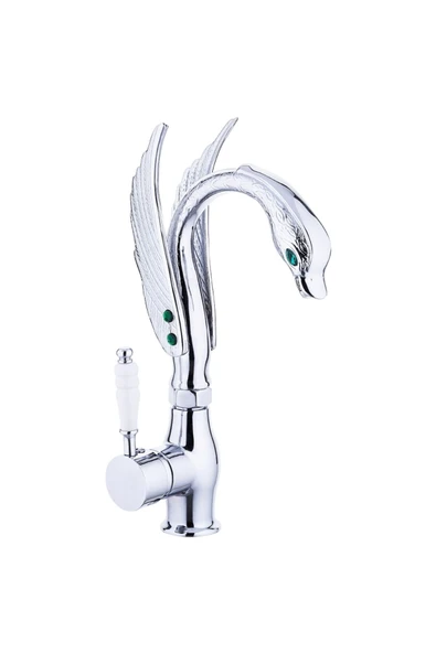 Gümüş Lavabo Bataryası Özel Tasarım Lavabo Armatür Pirinç Malzeme ürün görseli