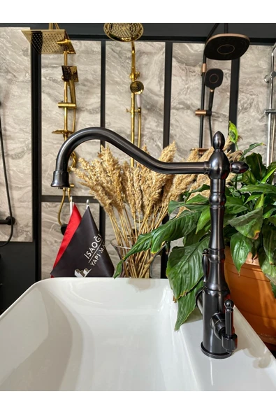 Mat Siyah Guava Arıtmalı Mutfak Bataryası Arıtma Çıkışlı Evye Bataryası 3 Yollu Siyah Batarya - Resim 2