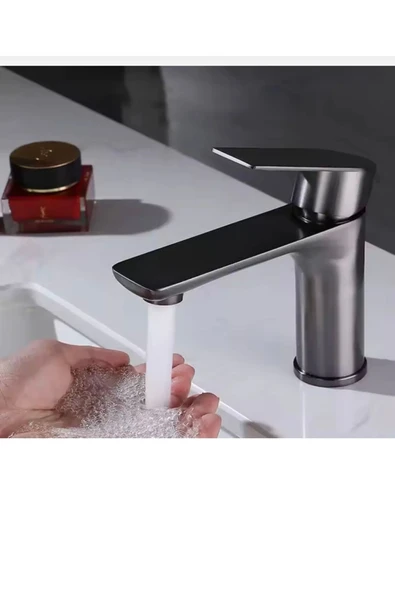 Antrasit Duş Seti Antrasit Lavabo Bataryası Antrasit Gri Set Piano Tasarım Banyo Yağmurlama - Resim 2