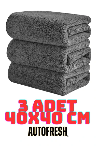 AutoFresh 3 ADET MİKROFİBER BEZ SETİ ARAÇ YIKAMA OTO UYGULAMA TEMİZLİK BEZİ 40X40 CM