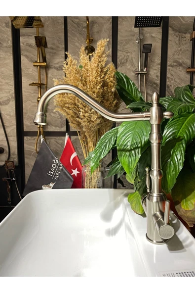 Arıtmalı Mutfak Bataryası Antrasit Evye Musluğu Fırçalanmış Mat Antrasit Arıtıcılı Batarya - Resim 4