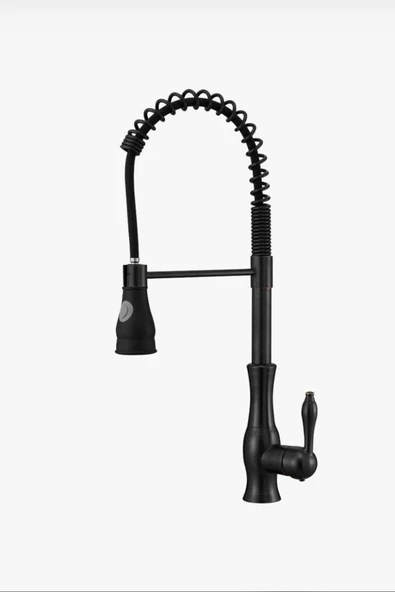Siyah Mutfak Bataryası Endüstriyel Country Tasarım Spiralli Evye Musluğu Uzayan Sistem Spiralli ürün görseli
