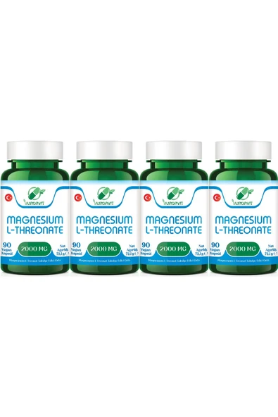 Yurdavit Magnesium L-threonate Magnezyum L-treonat 2000 Mg 90 Kapsül Vegan 4x90 Kapsül - 1