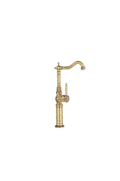 Siyah Çanak Lavabo Bataryası Vintage Tasarım Çanak Armatür Banyo Musluğu Yüksek Model Siyah - 4