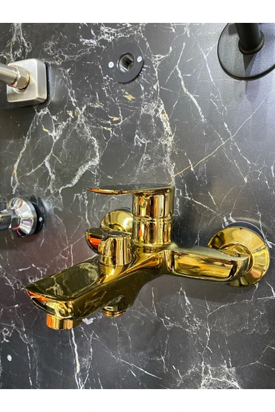 Altın Duş Seti Gold Duş Sistemi Vintage Model Gold Duş Başlığı Country Premium Model Batarya Dahil - 3