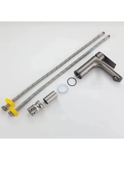 Antrasit Duş Seti Antrasit Lavabo Bataryası Antrasit Gri Set Piano Tasarım Banyo Yağmurlama - Resim 7