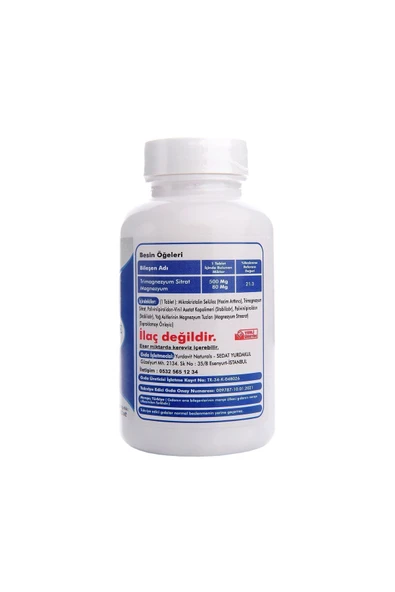 Yurdavit Magnesium Citrate Magnezyum 500 Mg 120 Tablet Aromasız Nisan 2026 - 2