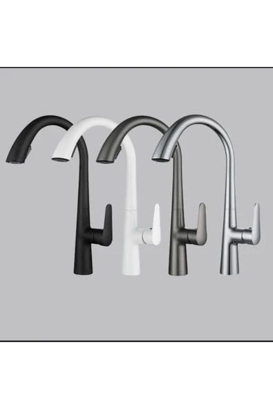 Beyaz Spiralli Mutfak Bataryası Gizli Spiralli Tazzik Ayarlı Batarya Beyaz Musluk - Resim 5